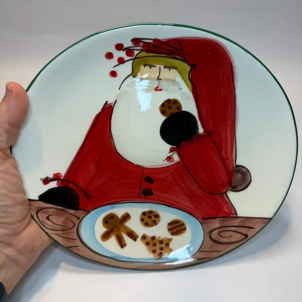 (2) VIETRI OLD ST NICK Cookie Plate Made in Italy Some Crazing Read! Set Of 2